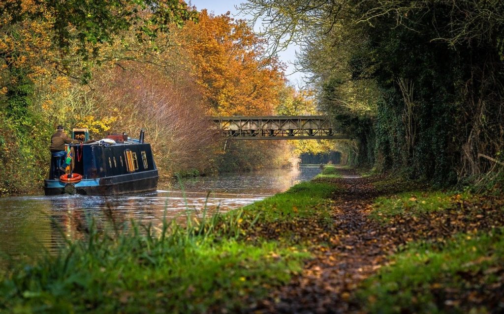 a canal boat on a canal